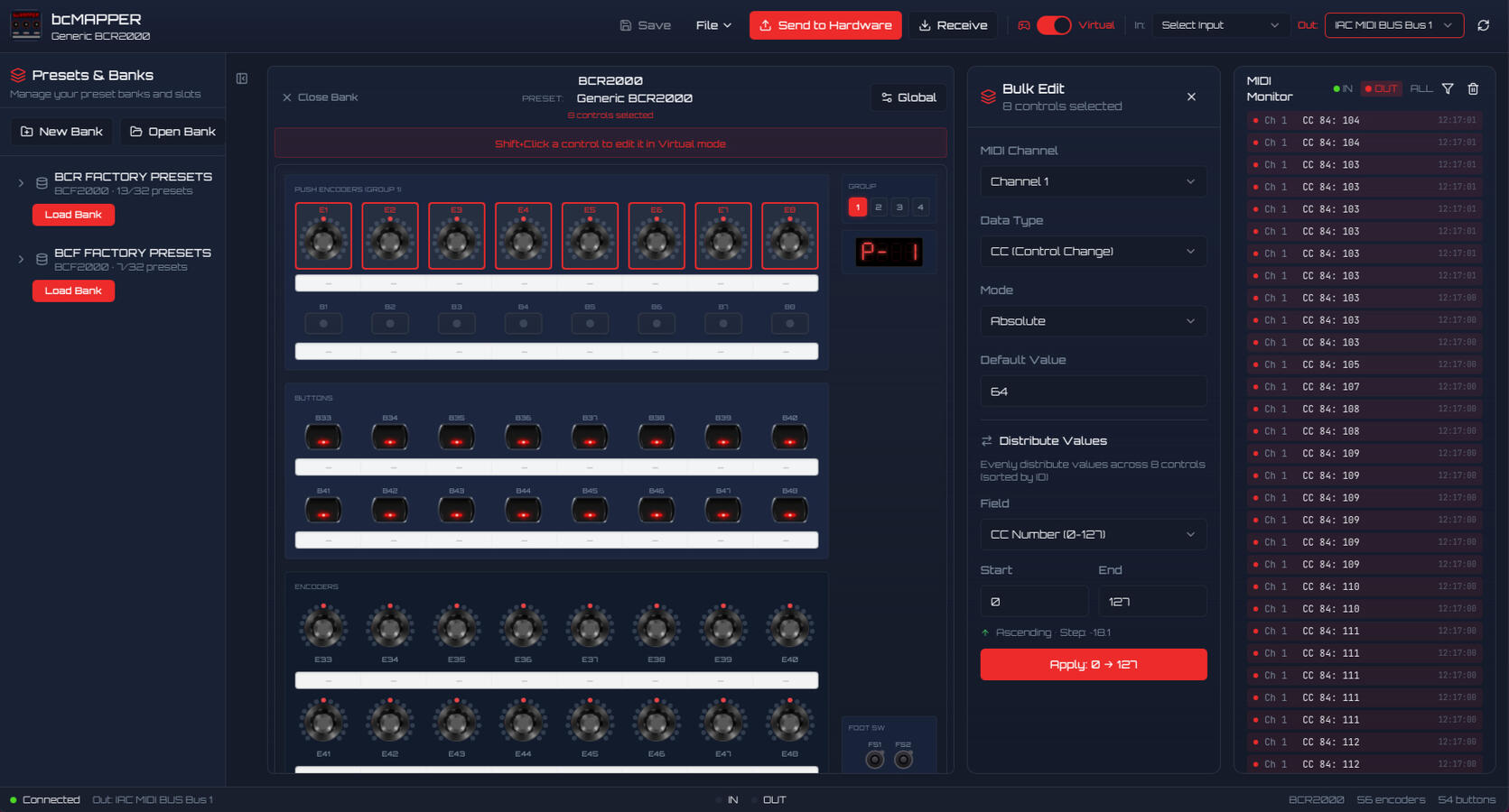 imga eof the BCR2000 editor