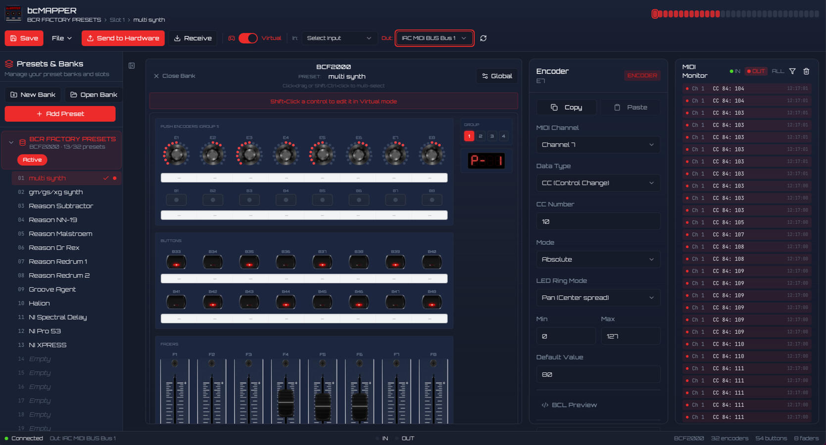 image of the editor for the BCF2000